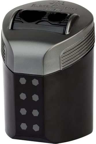 Faber-Castell Doppellochspitzer Box RollOn Dots – in Blau ODER schwarz – Mitternachtsschwarz, Dunkelblau