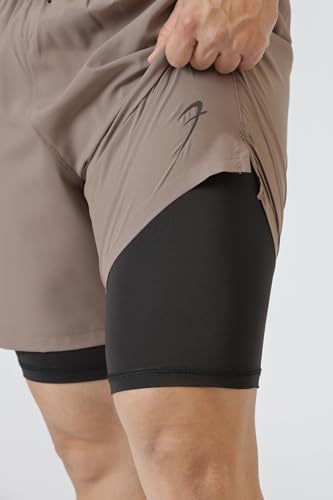 Image of FUAARK Double Layer 2 in 1 Sports Shorts with Inner Tights for Men Gym Tight Short with Pocket