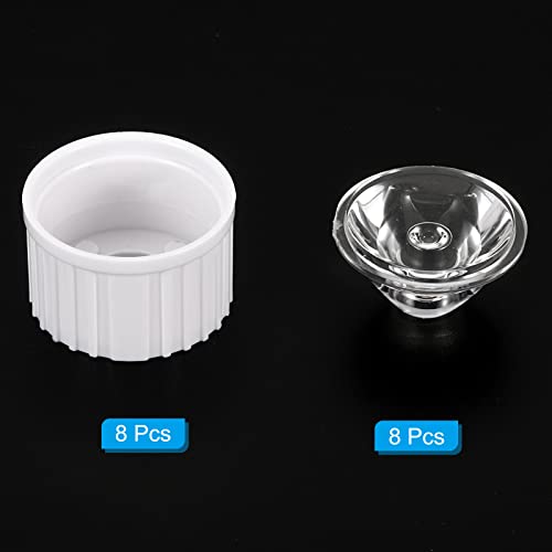 Image of PATIKIL 20mm LED Lens 15 Degree with Plastic Holder, 8 Set Acrylic Optical Lenses for 1W 3W High Power LED Light, White /Transparent