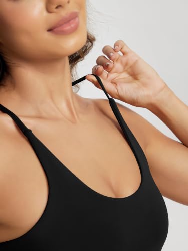 Image of ODODOS Halter Sports Bra for Women Non Padded Strappy Cropped Tops Workout Yoga Crop