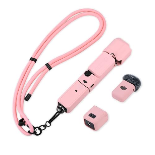 Flymile Pocket 3 Silicone Cover & Lanyard Strap Protective Case for DJI Osmo/Xtra Muse Accessories(Pink)