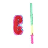 Parliky Juego de Palitos de Piñata de Papel Colorido para Fiesta de Cumpleaños Infantil, Accesorio con Palo y Venda Ojos, Adecuado para Juegos y Celebraciones Infantiles