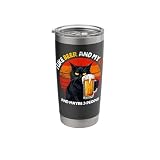 I Like Beer & My Cat & Maybe 3 People Funny Black Cat Dad Stainless Steel Insulated Tumbler