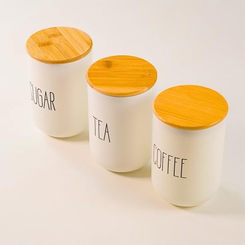 Meturas Beyaz Cam Kahve, Şeker Ve Çay Saklama Kavanoz Seti Hava Geçirmez (3'lü Set) Baharatlık, Beyaz - Görsel 5