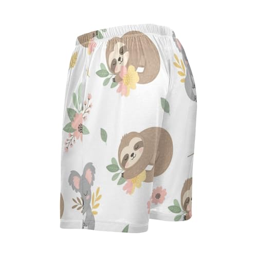 J JOYSAY Koala Sloth Flower Pajama Shorts Mens Lounge Sleep Shorts Straight-Fit Men Pajama Bottoms4