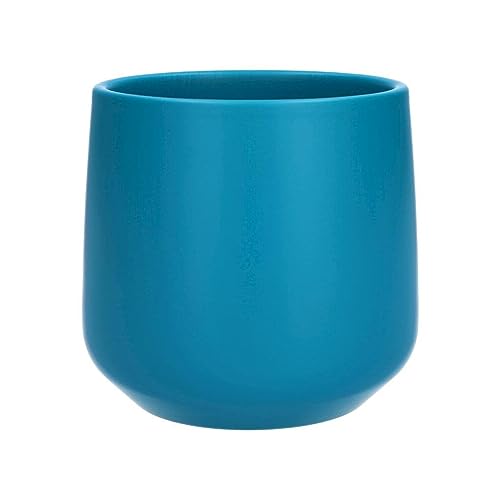 INNA-Glas Übertopf ZIOKA aus Keramik, matt-türkis, 13,5 cm, Ø 14,5 cm - Deko Keramiktopf klein
