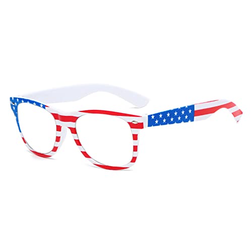 Image of helena America Glasses - American Flag Retro Square Blue Light Blocking Reading Glasses