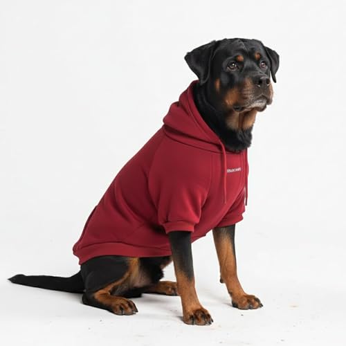 Image of Spark Paws Dog Hoodie - Premium Dog Sweater for Small, Medium, and Large Dogs | Warm Outfits for French Bulldogs, Pitbull, Puppy, Winter Jacket Alternative - Burgundy - 4XL