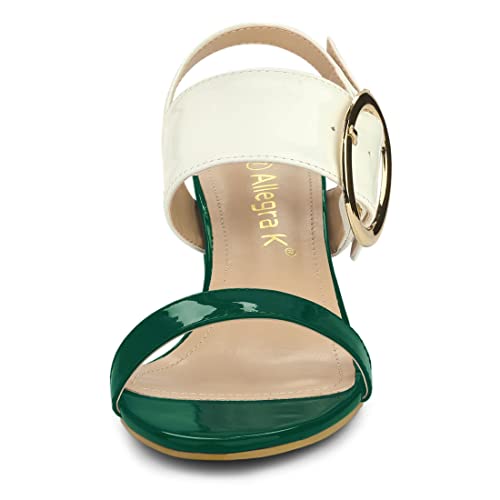 Allegra K Allegra K Women's Slingback Block High Heel Green White Sandals 6 M US
