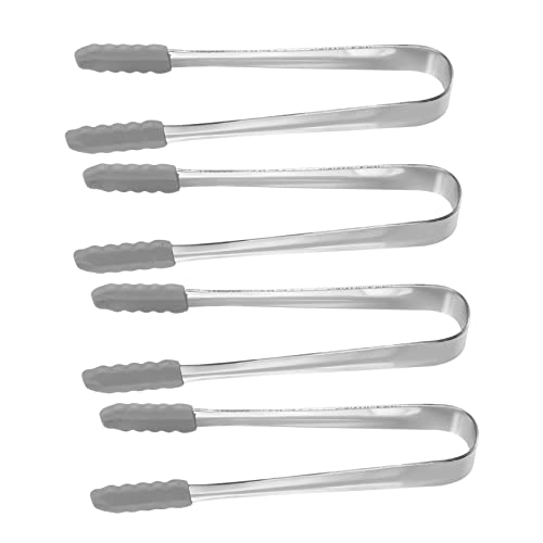 BRIGHTFUFU 4Pcs Stainless Steel Mini Tongs Non Slip Ice Cube Clips and Sugar Cube Holders for Coffee Tea and Bar Use and Easy to Operate Silver
