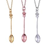 HOMOCONO Collar de Mujer Colgante de Cucharita de Aleación, Ligero Fina Elaboración, 3 Piezas para Fiesta o Cumpleaños, Cadena de Clavícula Elegante