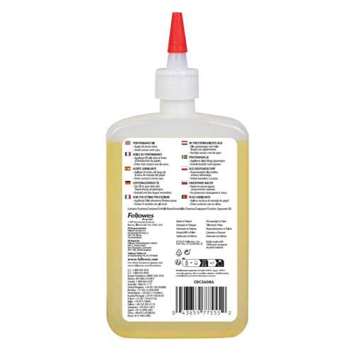 Fellowes Olio per Distruggi Documenti, per Tritacarte a Frammento e Striscia, 355 ml - Olio Lubrificante con Beccuccio