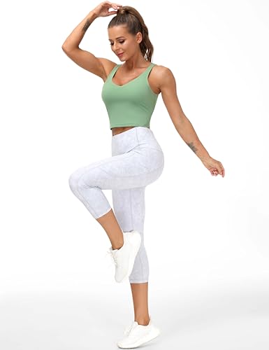 Image of THE GYM PEOPLE Womens' Sports Bra Longline Wirefree Padded with Medium Support
