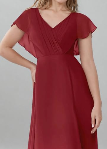 Flutter Sleeves Chiffon Junior Bridesmaid Dresses A-line Wedding Party Flower Girl Dresses with Slit4