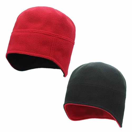 CASEGO Boné com proteção para os ouvidos de inverno multifuncional, pelúcia de dupla face, macia e confortável, uso duplo e flexível para combinar (vermelho preto 56)