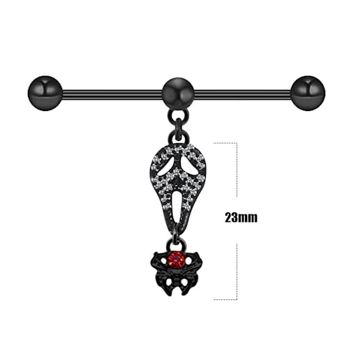Godtemrow 14G Stainless Steel Industrial Barbell Earrings Black Set Bar Animal Industrial Piercing Jewelry For Women Mens Cartilage Body Retainer thumb #1