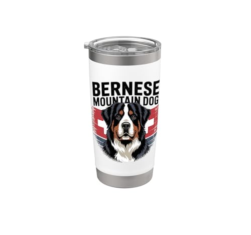Berner Sennenh& mit Schweizer Flagge - Vintage Berner Design Doppelwandiger Edelstahl-Thermobecher
