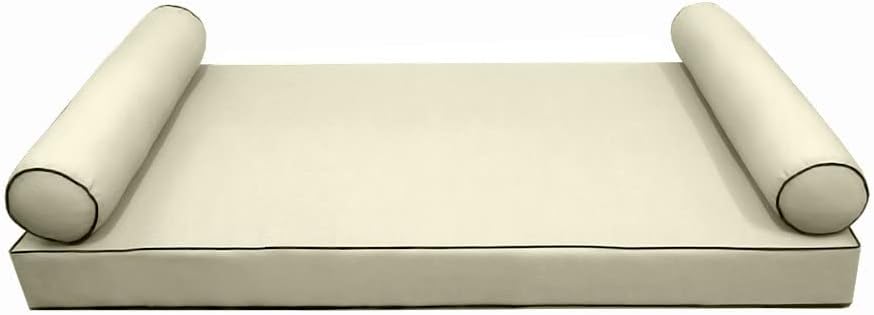 Prolinemax Style 5 - Mattress & Pillow Bolster for Outdoor Indoor Daybed Porch Swing Bed Contrast Trim Twin Size AD005 | Covers ONLY |