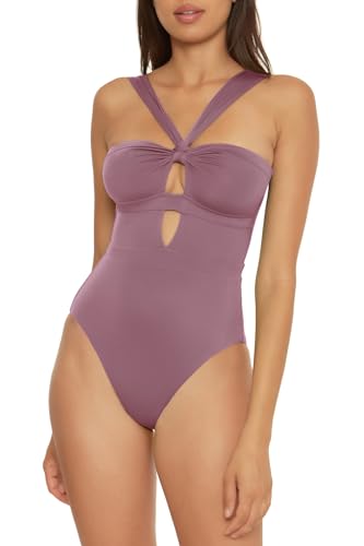 BECCA Women's Standard Color Code Convertible Bandeau One Piece Swimsuit, Asymmetrical Straps, Bathing Suits