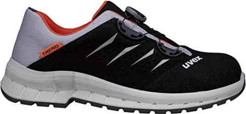 Foto von Uvex 2 Trend Halbschuh mit BOA Fit System, Sicherheitsschuhe S1 P SRC, Arbeitsschuhe für Herren, Schwarz/Grau/Orange, Größe 44