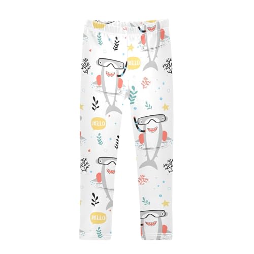 Girls Leggings Hand Drawn Shark Toddler Girls Clothes Leggings for Girls Toddler Girls Leggings 3-4T