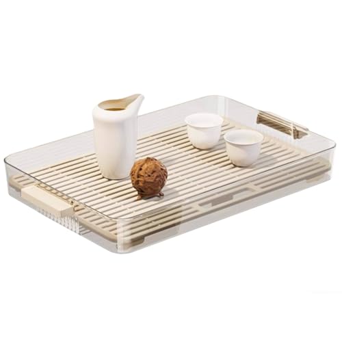 Bandejas Plastico con Depósito de Agua, Diseño de Doble Capa, Bandeja de Drenaje, Ideal para Baño, Sala de Estar y Cocina(41x24x5cm/16x9x2in)