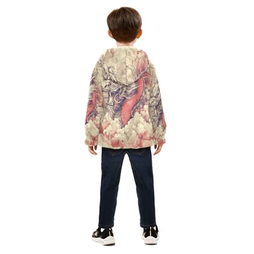 Dragon Amidst Cloudy Skies Toddler Fleece Jacket Girl Boys Hooded Fleece Jacket Coat Warm Outwear Zip-up 3-10T4