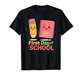 Photo Gallery t-shirt con scritta first day of school e matita maglietta Photo Gallery t-shirt con scritta first day of school e matita maglietta