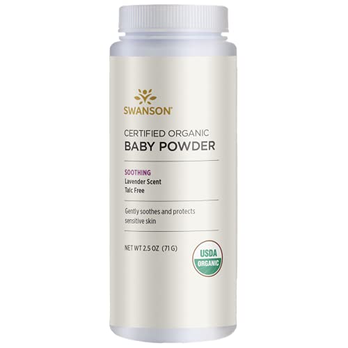 Swanson Certified Organic Baby Powder Talc-Free with Natural Lavender Scent, 2.5 Oz