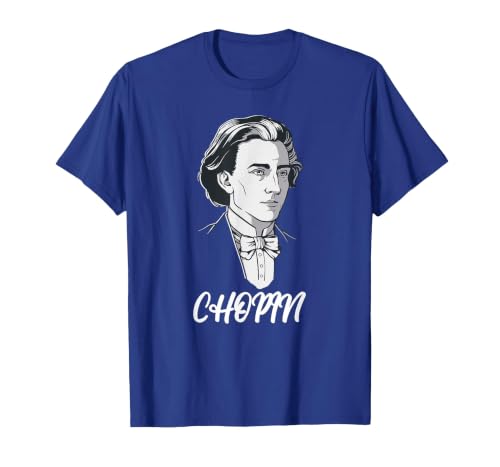 Great Frederic Chopin Motif - Composer Piano Classical T-Shirt, Men, Royal Blue, X-Large