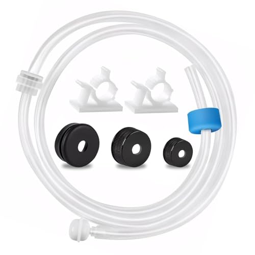 XCHMYi 39 Under Sink Soap Dispenser Kit with Check Valve Premium Food-Grade Silicone Tube & Universal Caps Converts Countertop Dispenser to Use Large Bulk Bottles (Single-Tube)