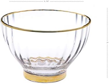 Premium Glass Textured Serving Bowl with Gold Rim and Base, 9"D image 4