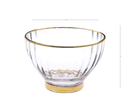 Premium Glass Textured Serving Bowl With Gold Rim And Base, 9"D #TOP1