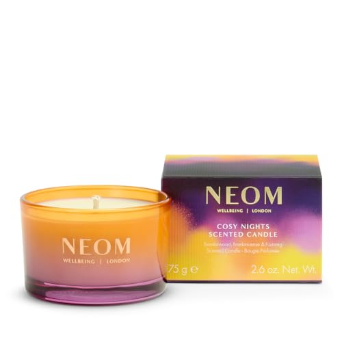 NEOM Cosy Nights Candle Travel Size | Sandalwood, Frankincense & Nutmeg I 100% Naturally derived Wax I 100% Natural fragrances I Relaxing