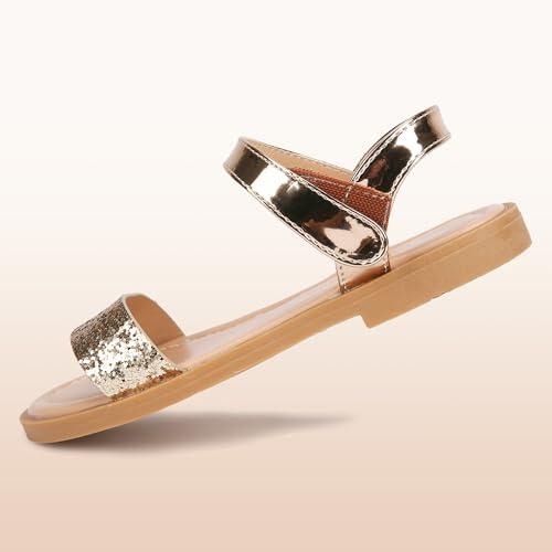 Image of PANDANINJIA Girls Sandals Open Toe Summer Flats Dress Shoes