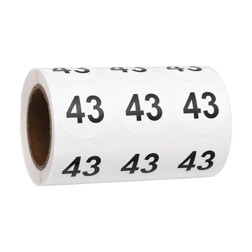 Autocollants numérotés étiquettes rondes numéro 43 rouleau vinyle adhésif noir points organisation