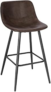WOLTU Bar Stool Breakfast Bar Chair with Backrest, Faux Leather Bar Stool with Metal Legs, Footrest, Upholstered Seat, Kitchen Stool, Brown, Seat Height 63cm BH351br-1