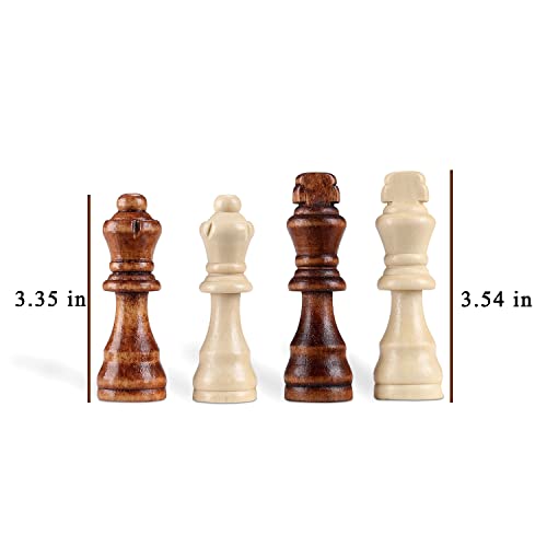 Juego de ajedrez y damas 2 en 1 piezas de madera 62 piezas miniatura 3