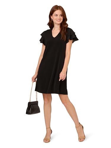 Adrianna Papell Women's V Neck Double Flutter Sleeve Dress4