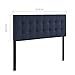 Modway Emily Tufted Button Linen Fabric Upholstered Queen Headboard in Navy