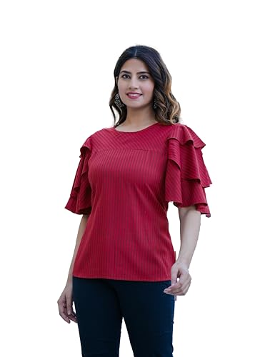 Image of Yash Gallery Women's Rayon Printed Realaxed Fit Top for Women & Girls