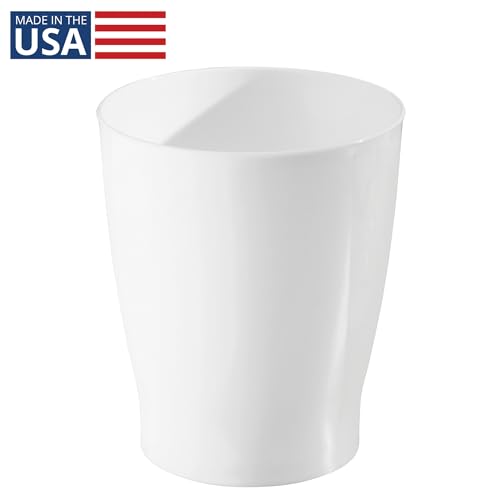 Poubelle ronde fabriquée aux USA iDesign en plastique blanc robuste et compact - 3