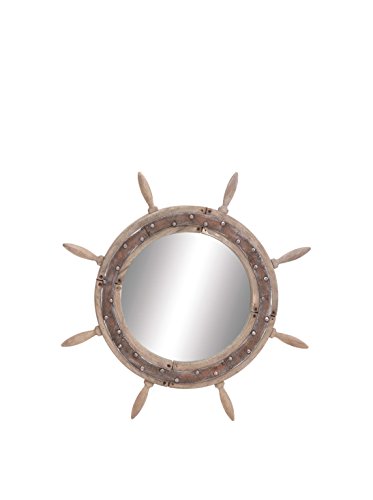 Deco 79 Wood Ship Wheel Mirror, 29-Inch