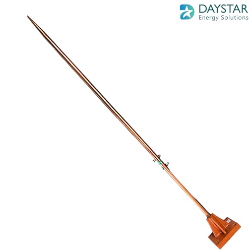 Image of Daystar Solutions (GroundOne) Copper Bonded Single Spike Lightning Arrester | 13 mm Diameter | 1016 mm Length | Base Plate 92x92 mm | for Protection Coverage from The top Point | Pack of 1