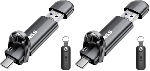 Image of SSK 1TB USB C Flash Thumb Drive up to 550MB /s Dual USB C+A Memory Stick (Pack of 2)