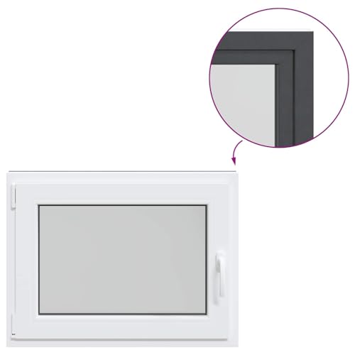 Fenêtre de sous-sol RISOR 80 x 50 cm en PVC anthracite et double vitrage isolant - 8