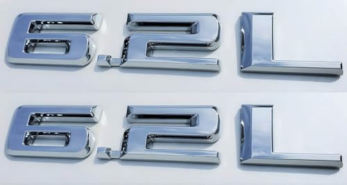 Image of Hood Body Style Emblems 3D Badge Decals Fits for 2019-2021 6.2L 2pcs (Silver)