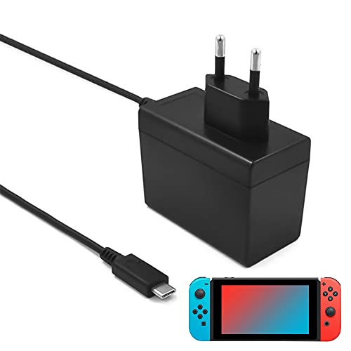 AVCXEC Ladekabel für Nintendo Switch, 5V 2.4A Switch-Netzteil, Typ-C AC-Adapter Schnellladung Switch Charging für Switch/Switch Lite/Switch OLED und andere Typ-C-Geräte, EU-Plug, Schwarz