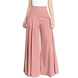 JPVDPA Wide Leg Pants for Womens Palazzo Long Pants Solid Elegant Pants Trousers Loose Casual Flare Trousers Pink