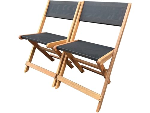 Habitat et Jardin Chaise Pliante en Bois Exotique Seoul - Maple - Noir - Lot de 2